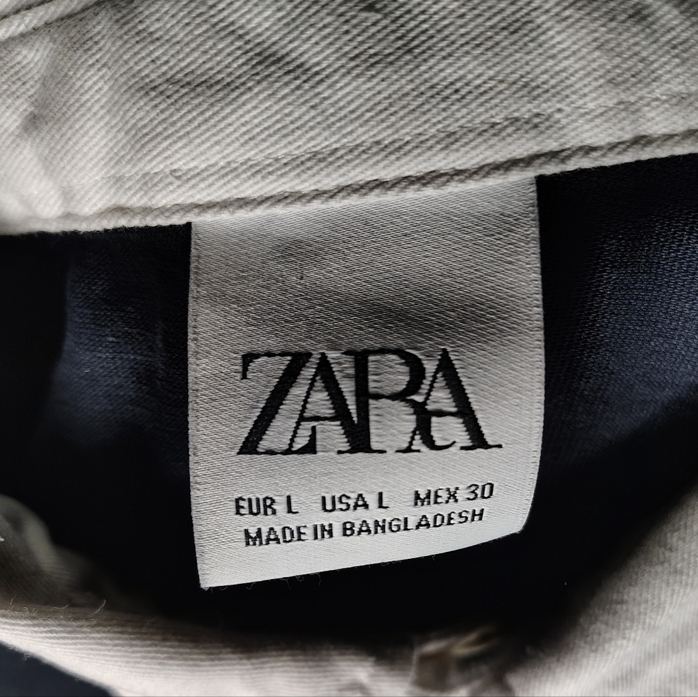 Navy and White Striped Long Sleeve ZARA Polo Shirt - Picture 2 of 9
